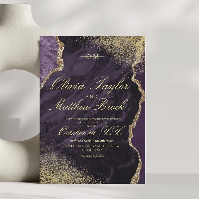 Invitación Boda Púrpura de lujo moderno (Subido por el creador)