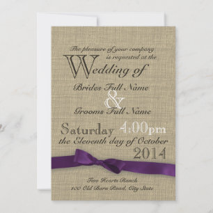 Invitación Boda púrpura del país de la cinta