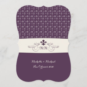 Invitación Boda Púrpura Flor Blanca de Lis