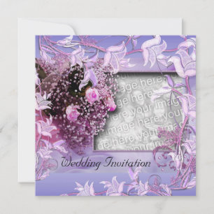 Invitación Boda Púrpura Foto Marco Floral