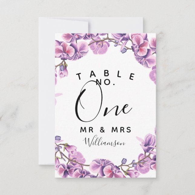 Invitación boda púrpura Número de tabla fiesta/boda (Anverso)
