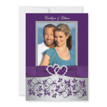 Boda | Púrpura, plata | Floral, corazón | Foto