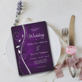 Invitación Boda Púrpura Profundo De Pan De Plata