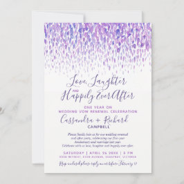 Invitación Boda púrpura promete renovación 1 año después feli