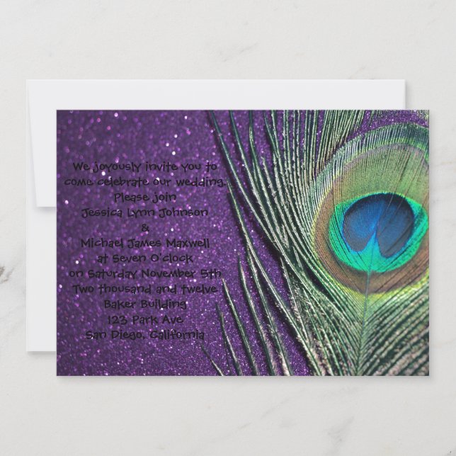 Invitación Boda Púrpura Púrpura Purpurinoso (Anverso)