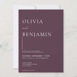 Invitación Boda púrpura simple y elegante