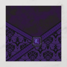 Invitación Boda púrpura y negra del cordón del gótico