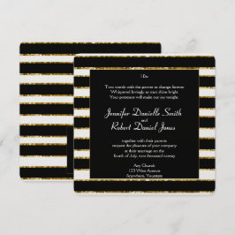 Invitación Boda Purpurina blanco y dorado negro
