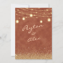 Invitación boda Purpurina de 2 caras de terracota dorada