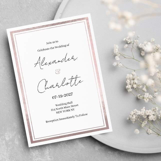 Invitación Boda purpurina de plata rosa rosa rosa rosa rosa R (Blush pink rose gold silver glitter Wedding)