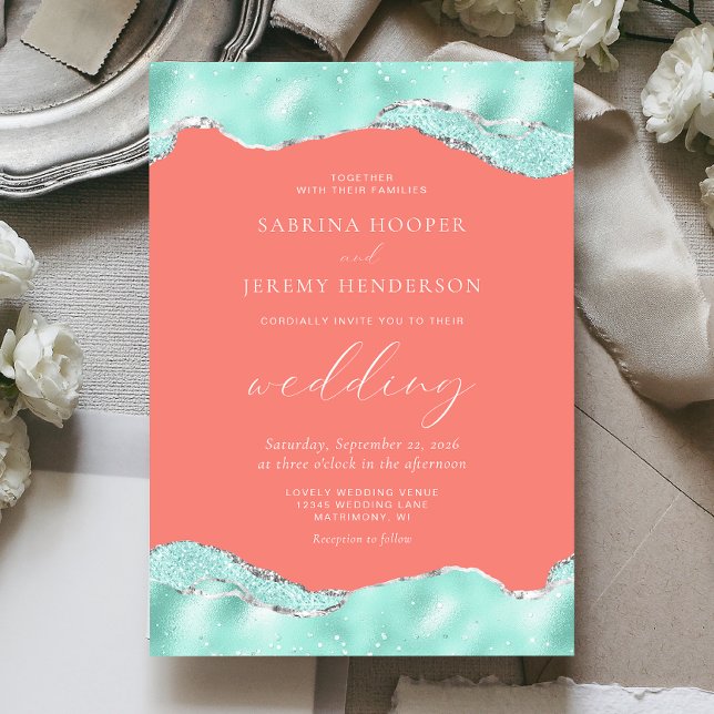 Invitación Boda Purpurina de Relieve metalizado plateado rosa (Subido por el creador)