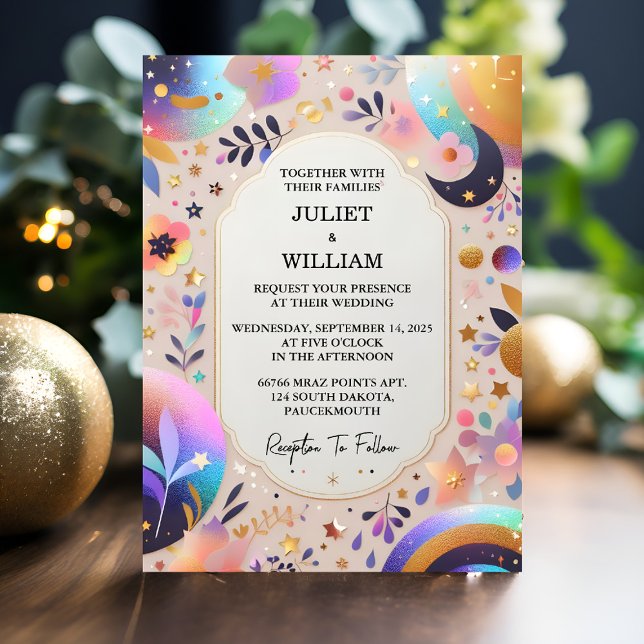 Invitación Boda Purpurina de Stars Glam Bright Pastel Ombre (Subido por el creador)