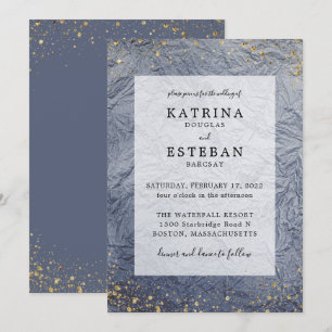 Invitación Boda Purpurina Dusty Blue Gold