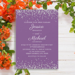 Invitación Boda Purpurina elegante y moderno de color púrpura
