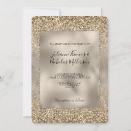Invitación Boda Purpurina Gold Glam Glitzy
