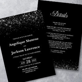 Invitación Boda Purpurina negro todo en uno