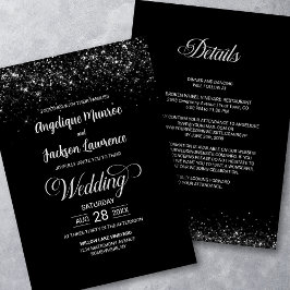 Invitación Boda Purpurina negro todo en uno