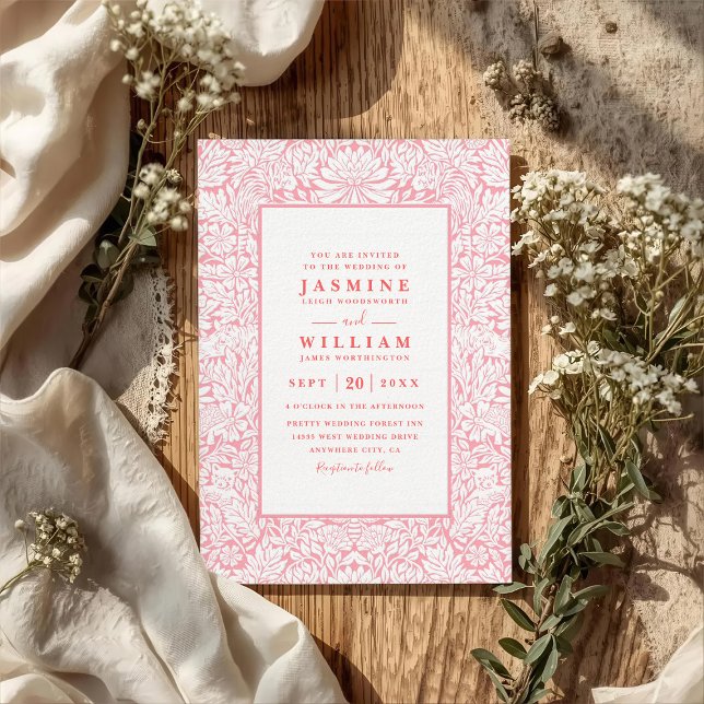 Invitación Boda QR Code elegante de flor silvestre realzada o (Subido por el creador)