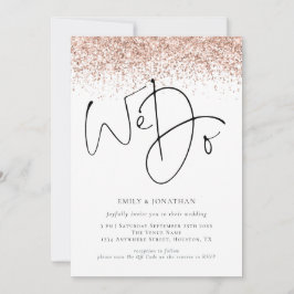 Invitación Boda QR con Brillo de Oro Rosa