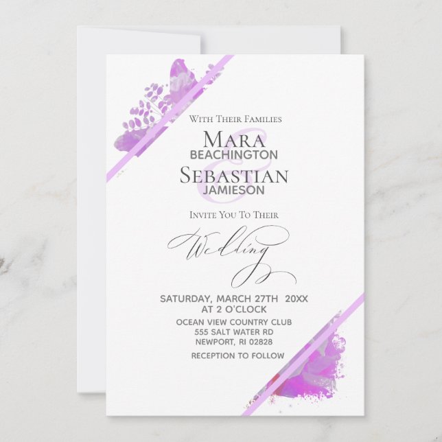 Invitación *~* Boda QR floral de mariposa Peony Floral RSVP A (Anverso)