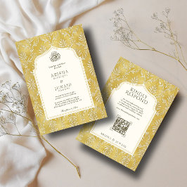 Invitación Boda QR musulmán islámico y real de Damasco dorado