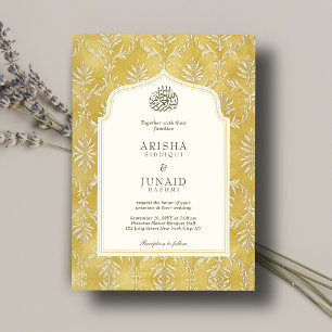 Invitación Boda QR musulmán islámico y real de Damasco dorado