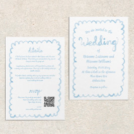 Invitación Boda QR QR RSVP azul claro dibujado de una mano