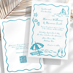 Invitación Boda QR RSVP dibujado por mano de sketch caprichos