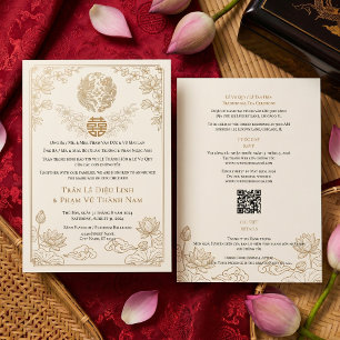 Invitación Boda QR Vietnamita Inglés Bilingüe Moderno