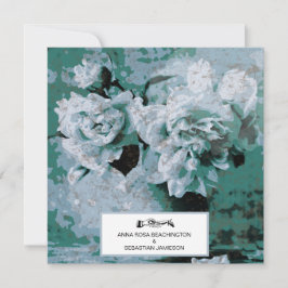 Invitación *~* BODA QR Vintage Peony Floral RSVP AR23