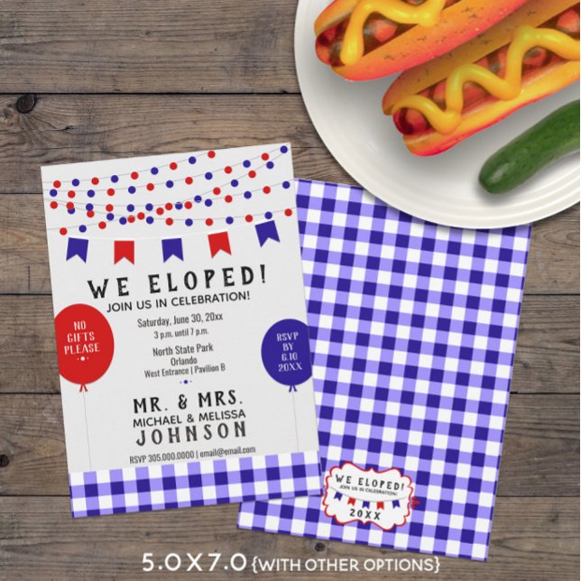 Invitación ¡💍 Boda Que Elogiamos! Fiesta picnic | BBQ ・ Barb (💍Wedding We Eloped! Picnic Party | BBQ • Barbecue Invitation
)