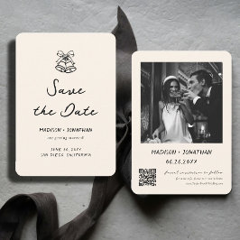 Invitación Boda Quirky De Mano Dibujada Guardar La Foto De Fe