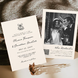 Invitación Boda quirky de mano negra y blanca