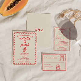 Invitación Boda Quirky Único Retro Funky De Mano