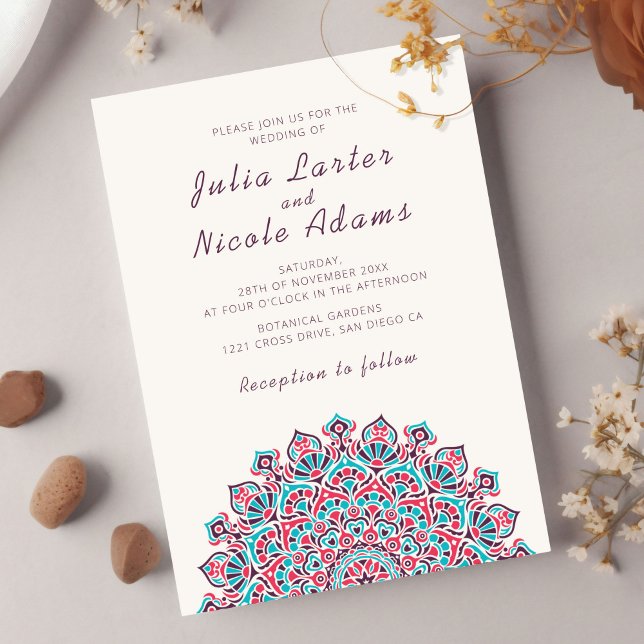 Invitación Boda Radiant Airy Crescent Moon Mandala (Subido por el creador)