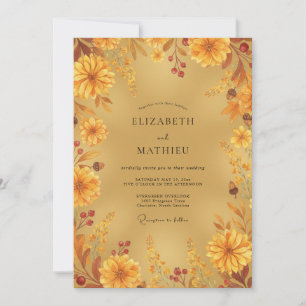 Invitación Boda Radiante de Otoño Dorado