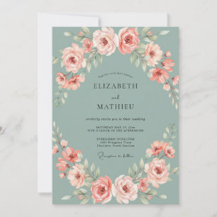 Invitación Boda Radiante de Primavera en Verde Salvia