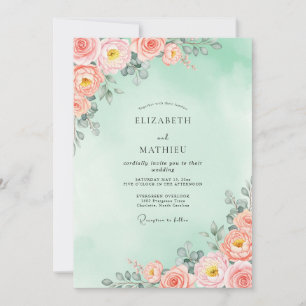 Invitación Boda Radiante de Primavera Espuma de Mar Melocotón