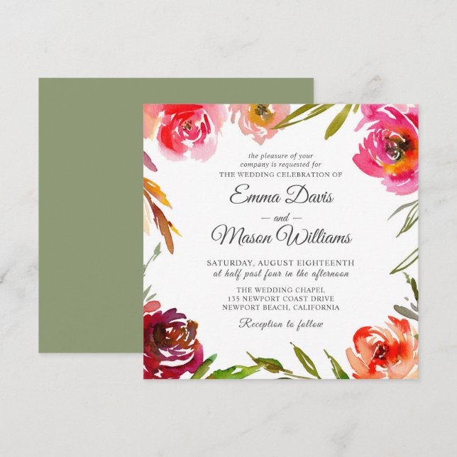 Invitación Boda radiante de Romance Square (Anverso / Reverso)