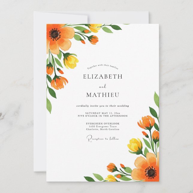 Invitación Boda Radiante de Verano de Marigold (Anverso)