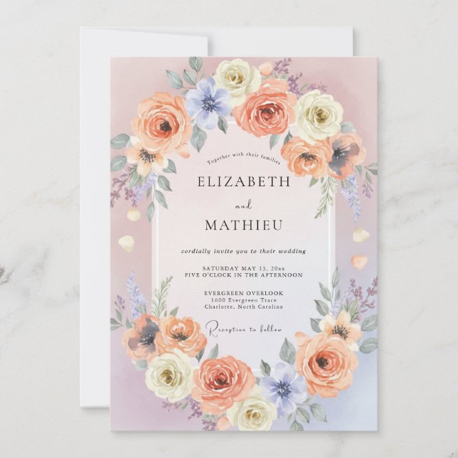 Invitación Boda Radiante de Verano Melocotón (Anverso)