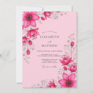 Invitación Boda radiante magenta de primavera