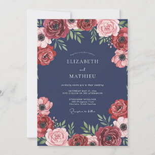 Invitación Boda Ranunculus Eucalipto Pizarra de Vino