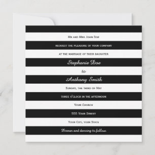 Invitación Boda rayado negro y blanco