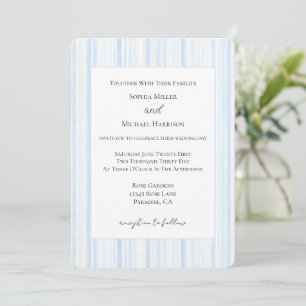 Invitación Boda Rayas Blancas Azul Claro