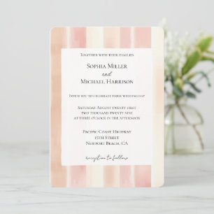 Invitación Boda Rayas de Crema Rosa Melocotón