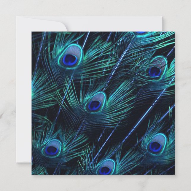 Invitación Boda Real Azul Plateado Pavo Real Indio (Anverso)