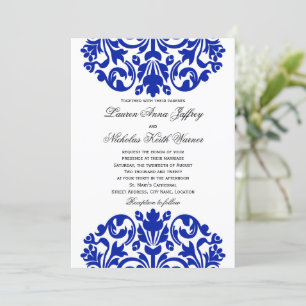 Invitación Boda real de damasco azul