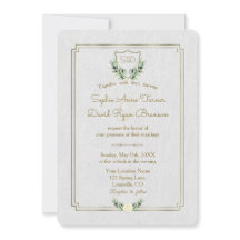 Boda Real Monograma Dorado Escudo Greenery