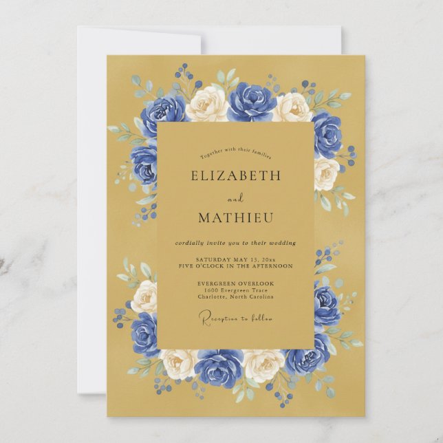 Invitación Boda Real Solemne de Ocre (Anverso)